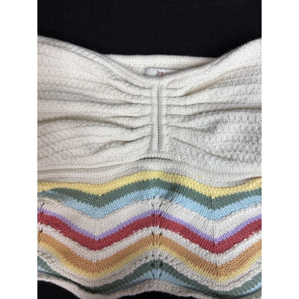 American Eagle "Live Your‎ Life" Pride Rainbow Boho Cropped Tube Top Womens Sz M - Picture 2 of 4